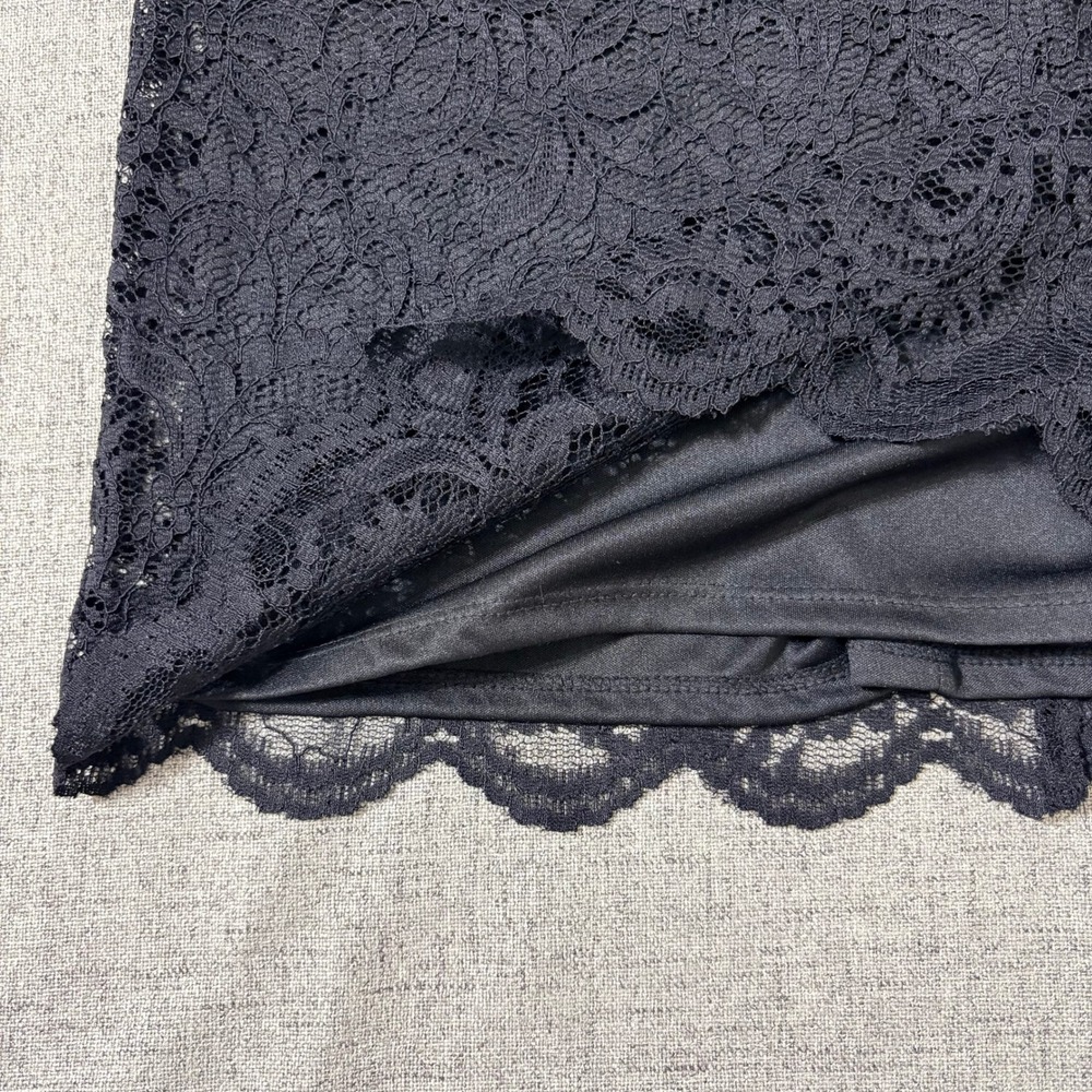 Betsey Johnson Mini Dress Women 6 - 8 Medium Cream Black Floral Lace Y2K - Picture 8 of 9